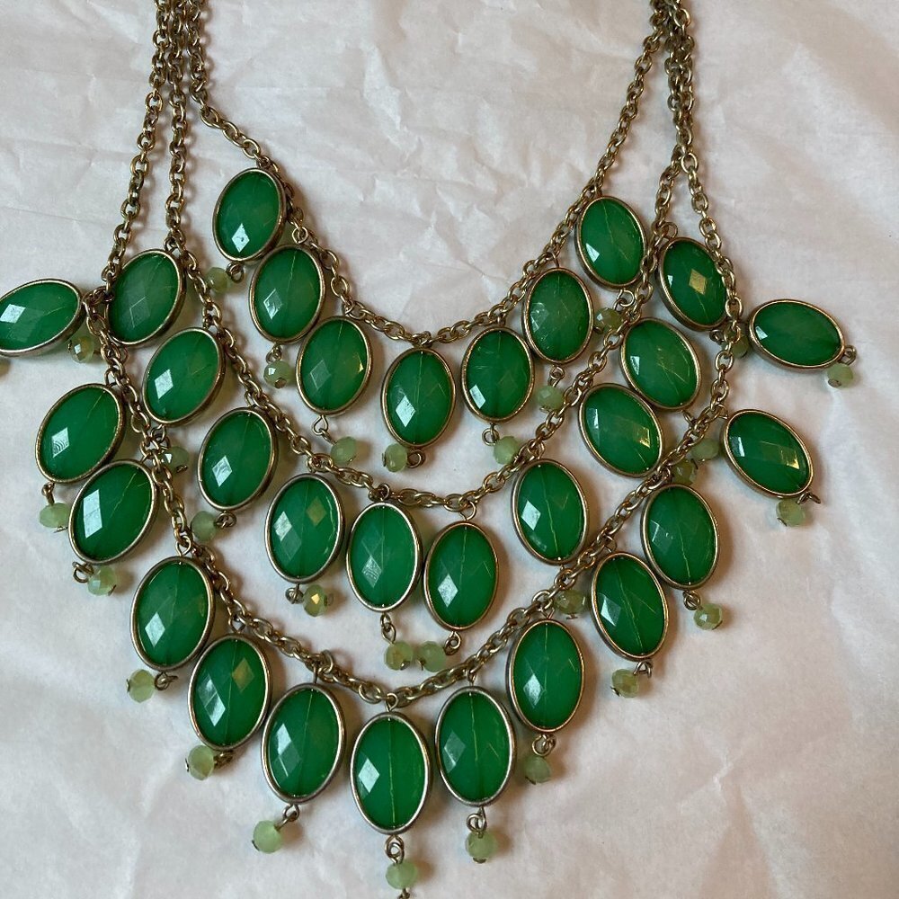 Gorgeous‎ Cascading Green Beads Statement Necklace